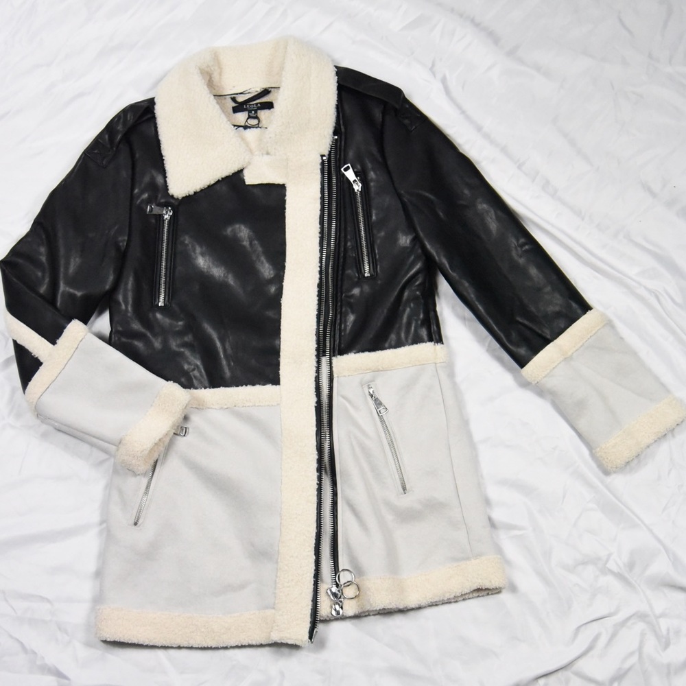 Color block aviator coat